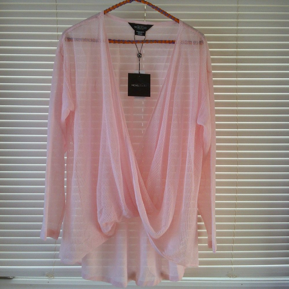 3/35$   Michel Studio Pink Cross Over Top NWOT 1XL